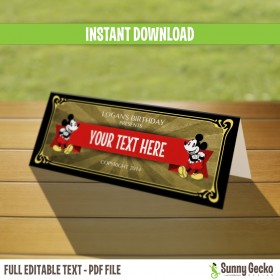 Mickey Mouse Party Vintage Style Tent Cards / Place Cards